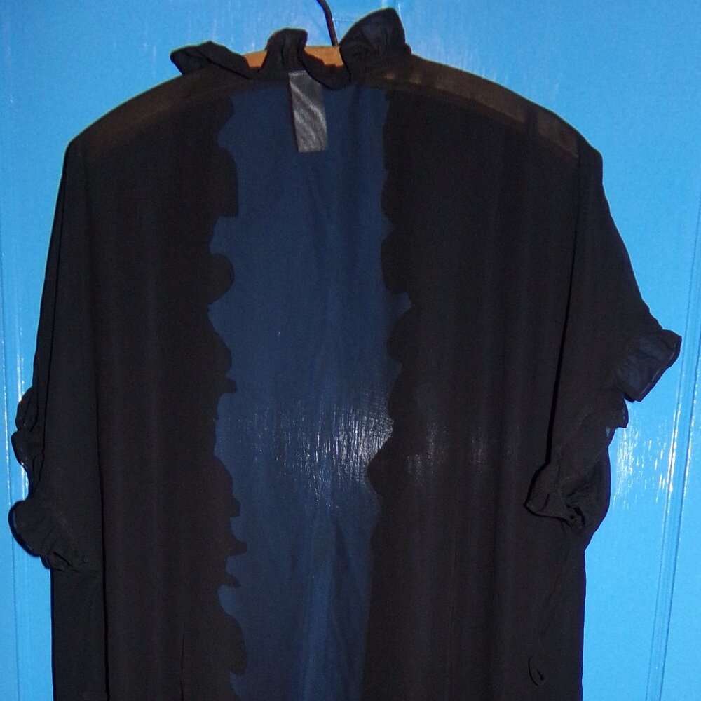 Vintage Black Chiffon Shear Lightweight Robe : Ladies 1x/2x - Never Worn - Avon - Picture 4 of 7